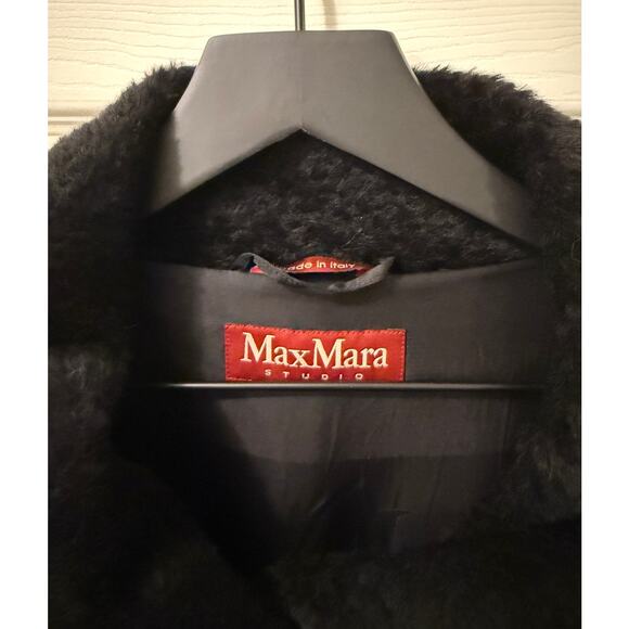 Max Mara Studio Boucle Coat Wool Alpaca Women L Large Funnel Neck - Picture 3 of 10